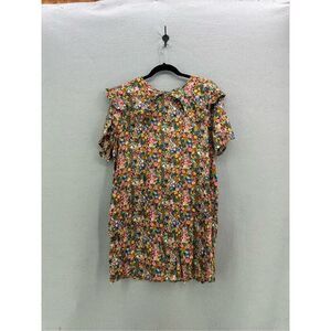 NWT Project Womens Multicolor Ruffle Short Sleeve Mini Shift Dress Size Medium